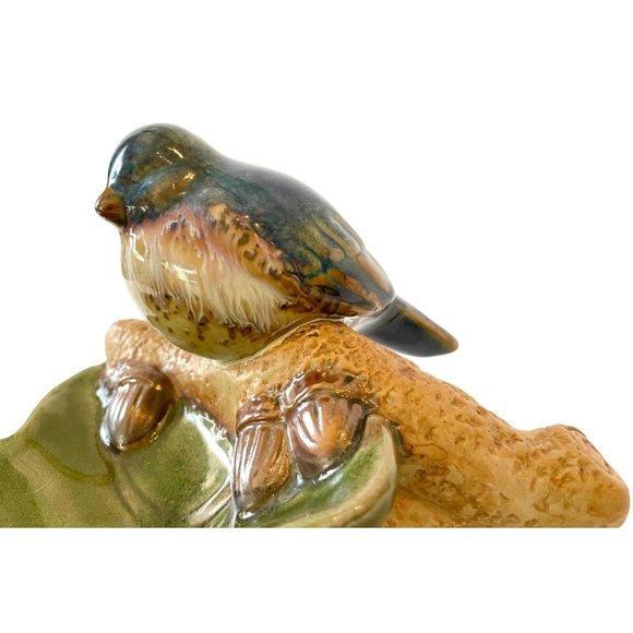 Ceramic Drip-Glazed Blue Bird Leaf Serving Dish, Candy Nut Tray Sculpture-ZQQQC - Picture 4 of 16